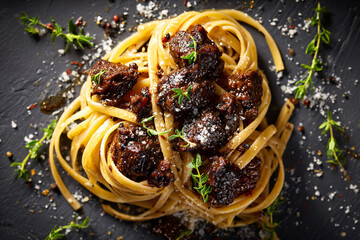 Braised Beef Pasta Overhead Shot
