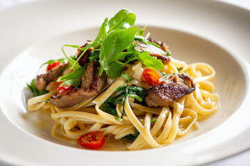 Pasta with Beef and Arugula