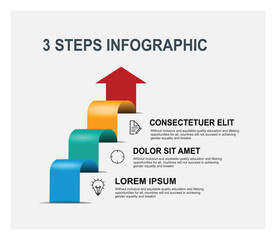 Three Steps Infographic concept With Upward Arrow.