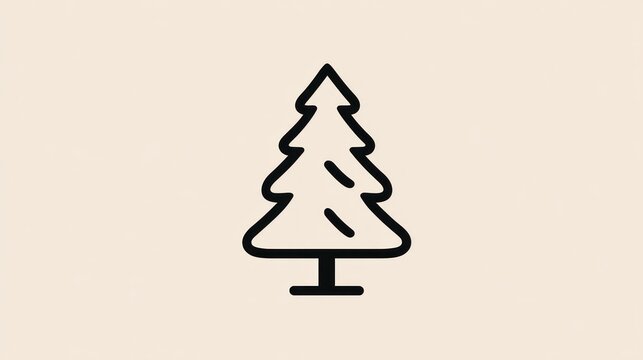 A simple icon of a stylized fir tree with a black outline, centered on a pale tan background