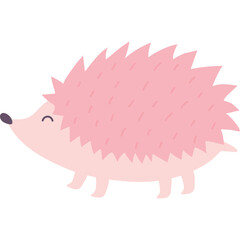Cute Pink Hedgehog With Spikes Smiling With Eyes Closed And Transparent Background