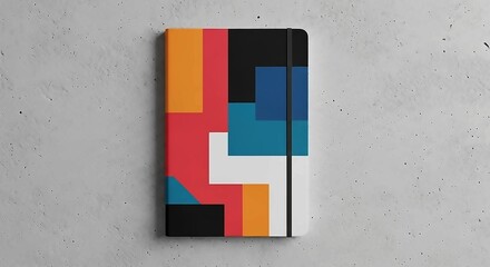 Geometric Notebook on Textured Gray Background: Modern Design, Bold Colors, Minimalist Style