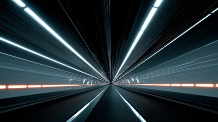 Futuristic tunnel with dutch angle lights