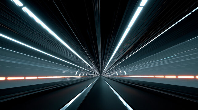 Futuristic tunnel with dutch angle lights - Powered by Adobe