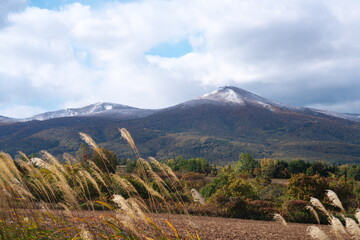 冠雪した岩内山