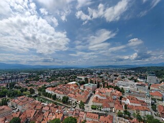 Aeriel view of Ljubljana. 