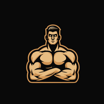 Body builder strong man vector art illustration
