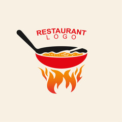 Reataurant logo icon. Food cooking. Chef. Fire