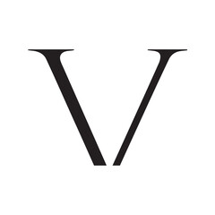 Black Minimal Sharp V Symbol with Futuristic Modernistic Shape