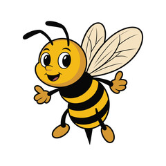 Cartoon bee character with wings and thumbs up gesture insect yellow
