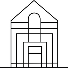 Fototapeta premium Abstract Minimalist Line Art Icon of a House, Building, or Architectural Structure with Arches