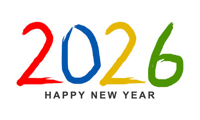2026 Happy New Year Celebration Text Design – Bright Multicolor Number Art for Holiday Greetings,, New Year Background Vector illustration