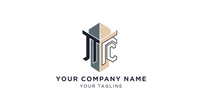 Modern geometric logo design with initial letters MTC for company branding.