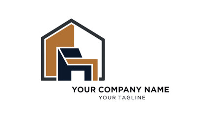 Fototapeta premium Modern House Logo Design with Chair Element.