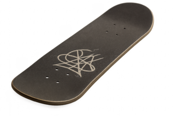 Skateboard deck with graphic design on griptape