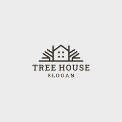 Tree hosue logo icon design template vector illustration