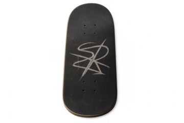 Black fingerboard deck with street art graffiti design