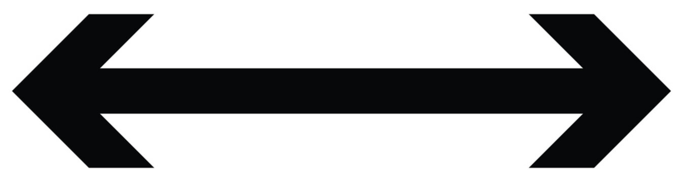 Double headed long arrow set. Dual sided arrow icon. Double ended black long arrow illustration. Vector, EPS 10