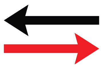 Long arrow to the left and right side. Long straight line arrow icon. Graphic illustration for direction symbols. Two side long arrow isolated on white background.