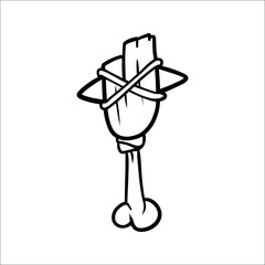 clean line art ancient wooden hammer vector design