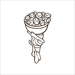 clean line art old wooden torch vector design