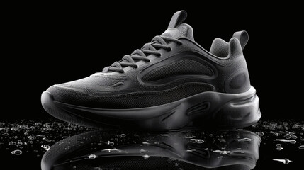  Modern Black Nike Air Max Sneaker with a Reflective Surface