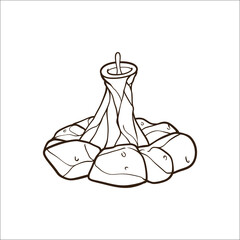 Clean line art vector design of an old lantern