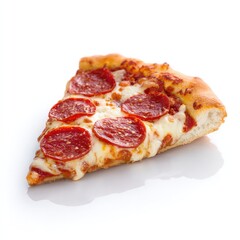 Fresh Italian pepperoni pizza on white background
