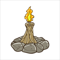 Vector design of an old lantern with a burning fire