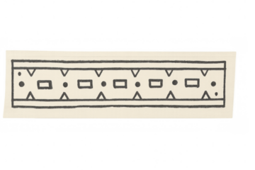 Hand drawing geometric border creating an ethnic pattern, featuring tribal abstract design elements on a transparent background