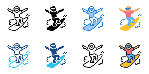Fototapeta premium Sandboarding icon set multiple style collection 