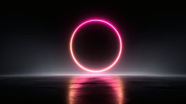 Majestic Neon Halo Illuminating the Dark Waterscape