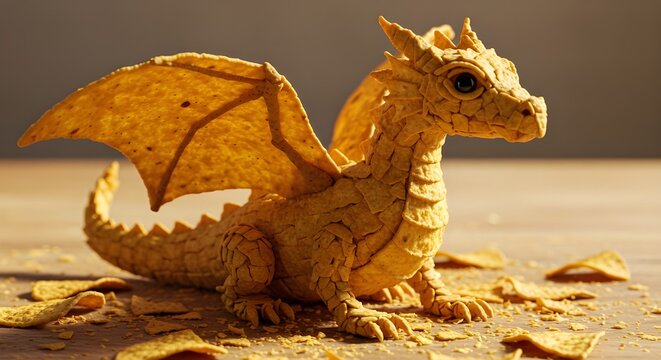 3D render of a small golden dragon figurine standing proudly on a pedestal.
