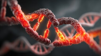 Scientific Visualization of DNA Structure With Glowing Strands Showcasing Genetic Complexity at the Molecular Level