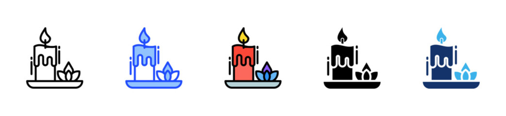 Candle Meditation Icon Collection With Multiple Styles