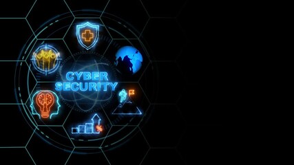 Cyber security concept, Digital alert interface for malware detection ,cube glow with and holographic futuristic technology matrix global security with digital spot light and stretch background 4k  - Powered by Adobe