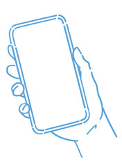 スマートフォンを持つ手。ベクターイラスト素材。
