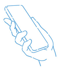 スマートフォンを持つ手。ベクターイラスト素材。