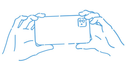 スマートフォンを持つ手。ベクターイラスト素材。