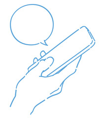 スマートフォンを持つ手。ベクターイラスト素材。