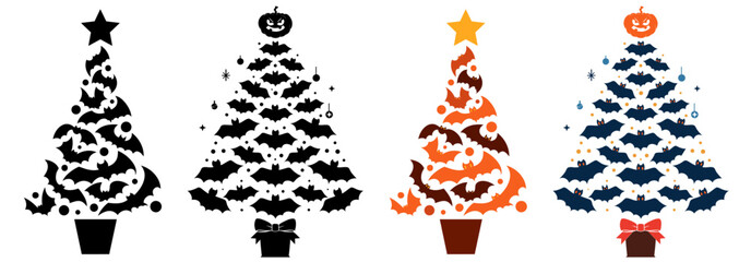 Halloween and Christmas Trees Set