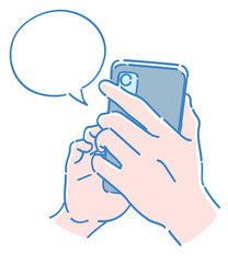 スマートフォンを持つ手。ベクターイラスト素材。