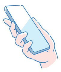 スマートフォンを持つ手。ベクターイラスト素材。
