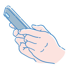 スマートフォンを持つ手。ベクターイラスト素材。