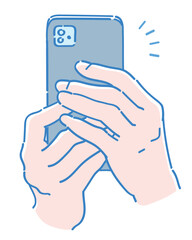 スマートフォンを持つ手。ベクターイラスト素材。