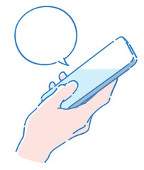 スマートフォンを持つ手。ベクターイラスト素材。