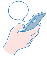 スマートフォンを持つ手。ベクターイラスト素材。