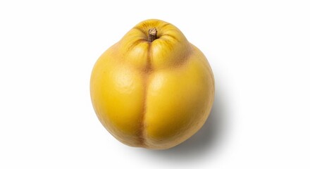 Fresh quince fruit isolated on white background for healthy eating. Quince fruit showcases vibrant yellow skin, smooth texture, and unique shape. Concept quince fruit for recipes and nutrition blogs.