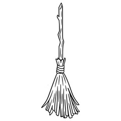 witch's broomstick outline drawing