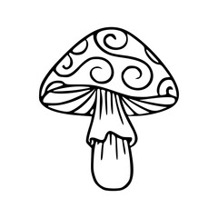 psychedelic swirl mushroom line art